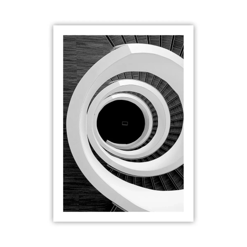 Affiche - Poster - Un escalier en colimaçon en noir et blanc avec un design abstrait - 50x70cm - Les choses concrêtes - Décoration murale moderne pour le salon et la chambre ARTTOR
