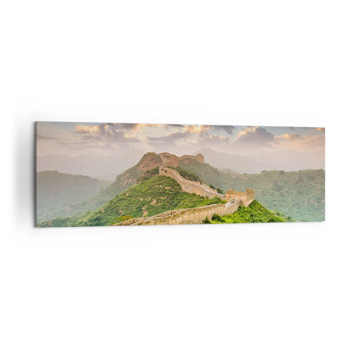 Impression sur toile - Image sur toile - La Grande Muraille de Chine illuminée par la lumière du soleil dans un paysage pittoresque - 160x50cm - Grandeur éternelle - Décoration murale moderne pour le salon et la chambre ARTTOR