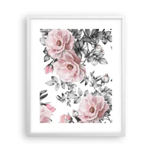 Affiche dans un cadre blanc - Poster - Se perdre dans les fleurs des roses - 40x50 cm
