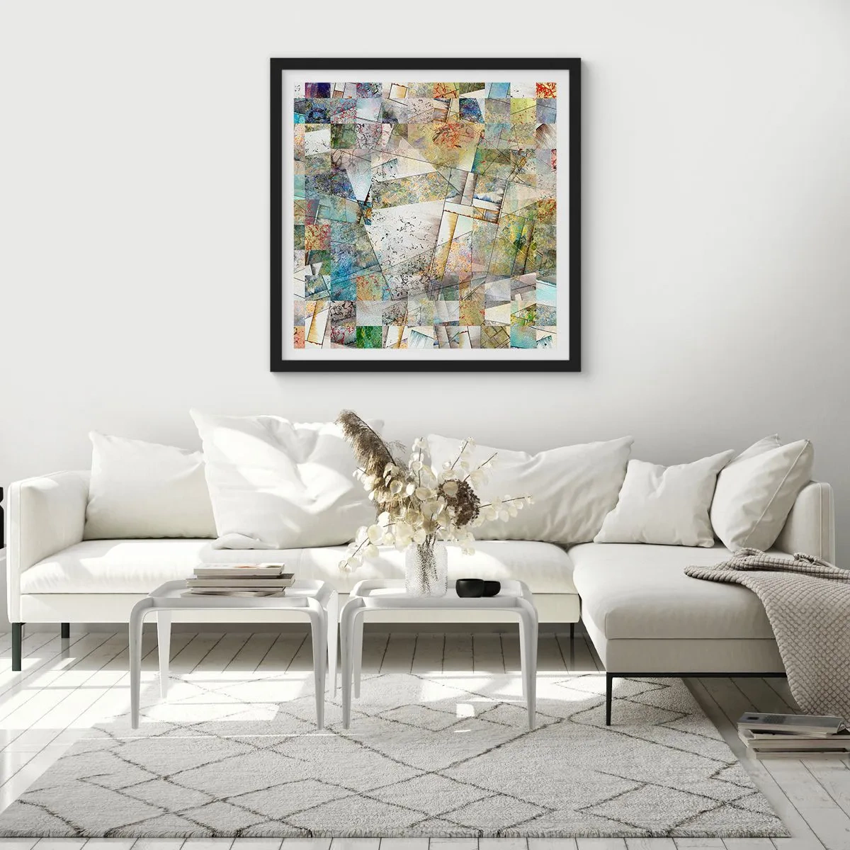 Affiche dans un cadre noir - Poster - Remaniement géométrique - 60x60 cm