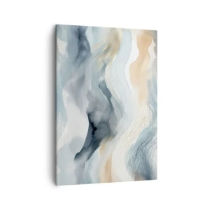Impression sur toile - Image sur toile - Une abstraction délicate avec un motif de montagne dans des tons pastel. - 50x70cm - Abstraction enneigée et brumeuse - Décoration murale moderne pour le salon et la chambre ARTTOR