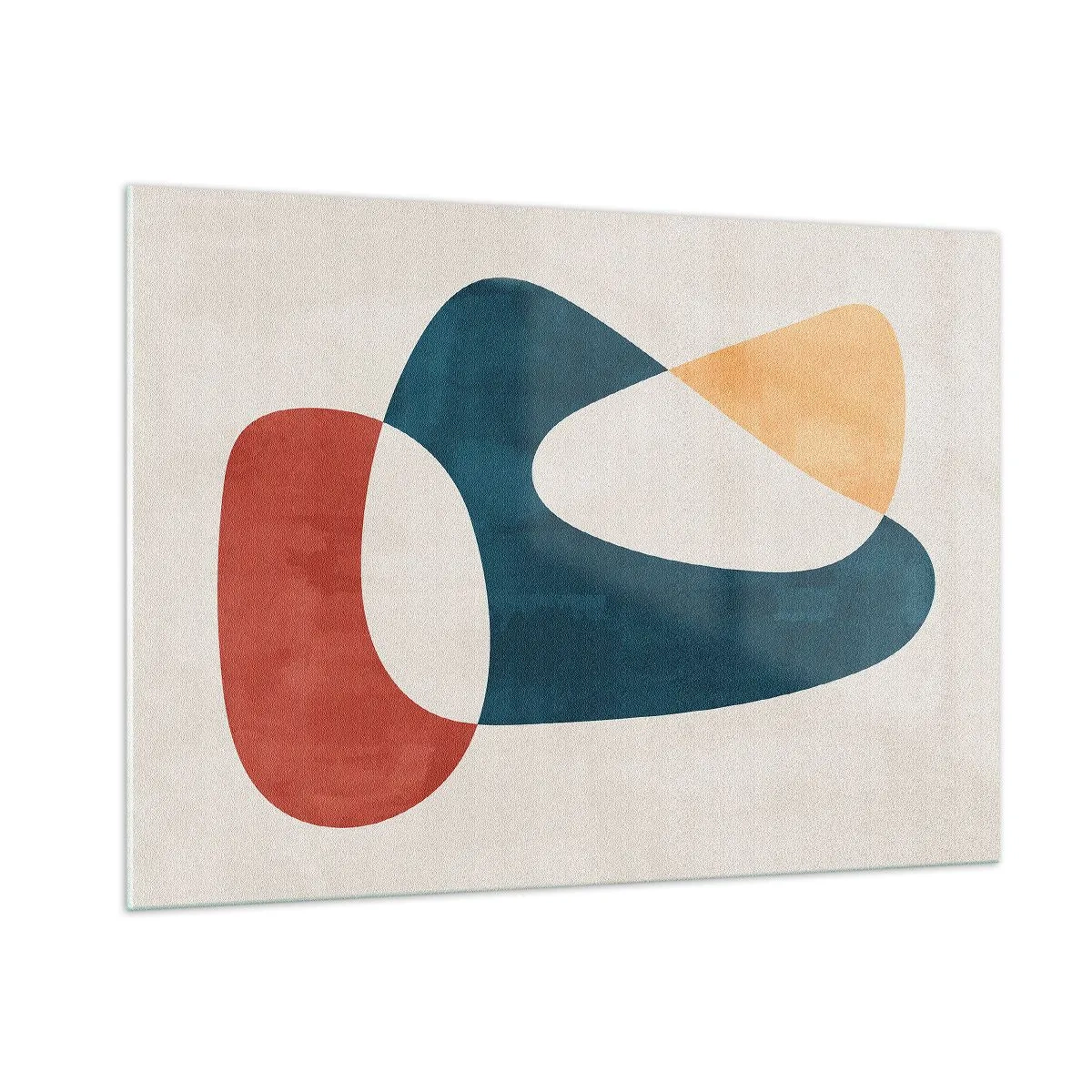 Impression sur verre - Image sur verre - Abstraction minimaliste dans les tons de rouge et de bleu marine - 100x70cm - Influences et métamorphoses - Décoration murale moderne pour le salon et la chambre ARTTOR