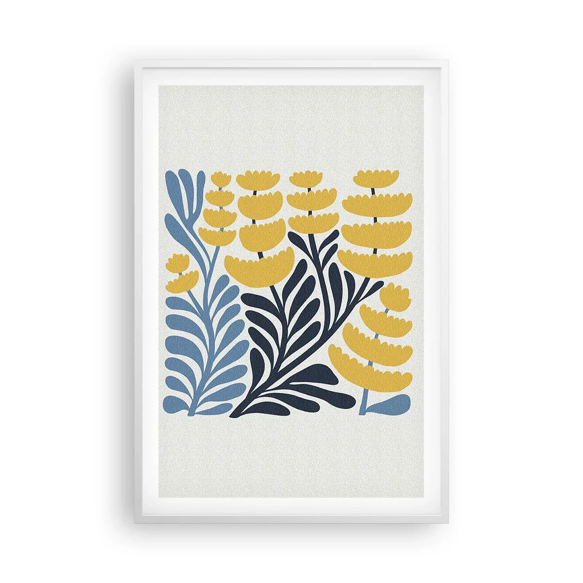 Affiche dans un cadre blanc - Poster - Parterre de fleurs ensoleillé - 61x91 cm