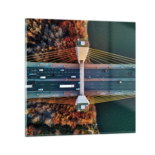 Impression sur verre - Image sur verre - Au dessus de l'eau et de la forêt - 50x50 cm