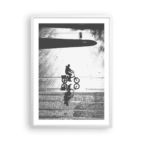 Affiche dans un cadre blanc - Poster - Devant moi, à travers la ville - 50x70 cm