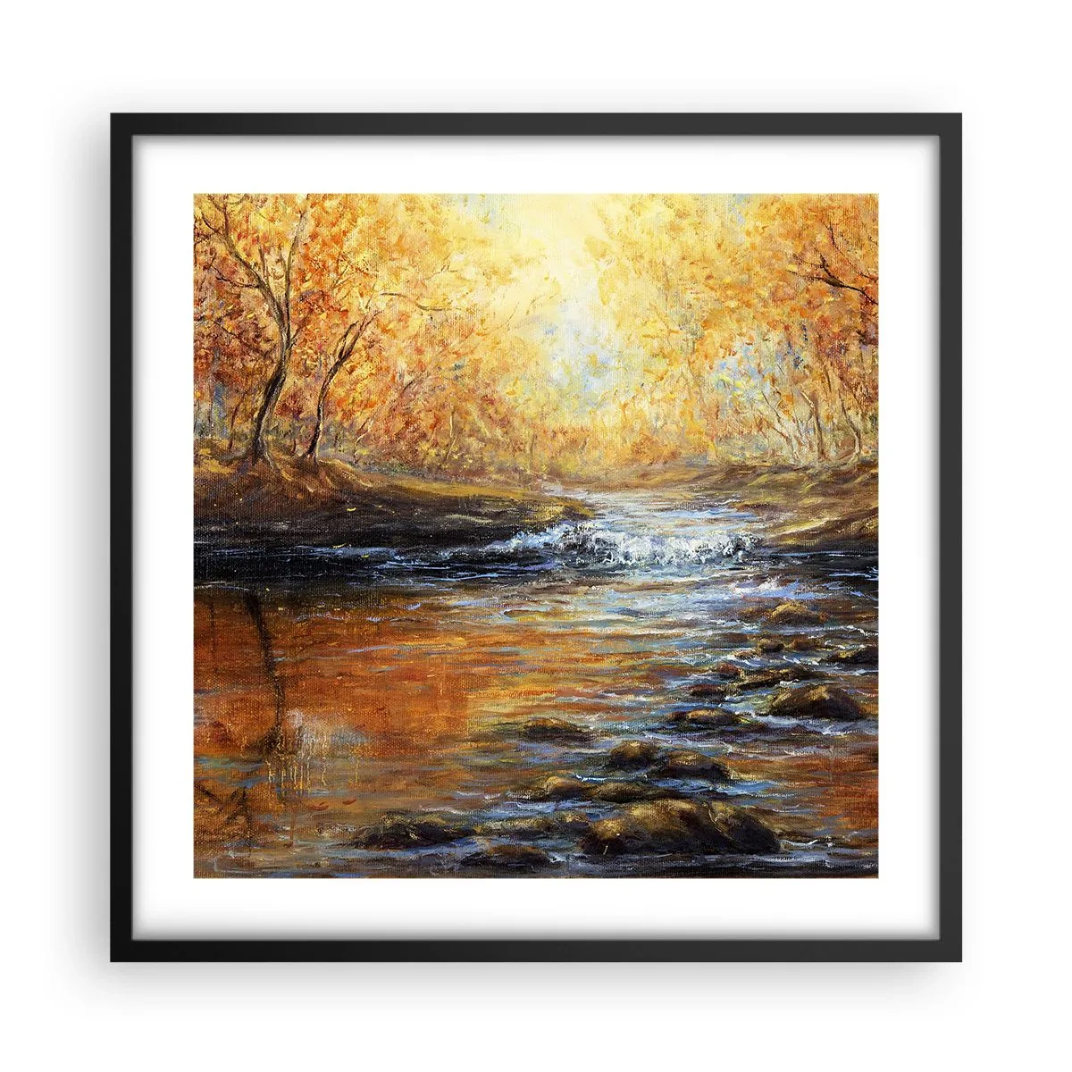 Affiche dans un cadre noir - Poster - Le ruisseau d'or - 50x50 cm