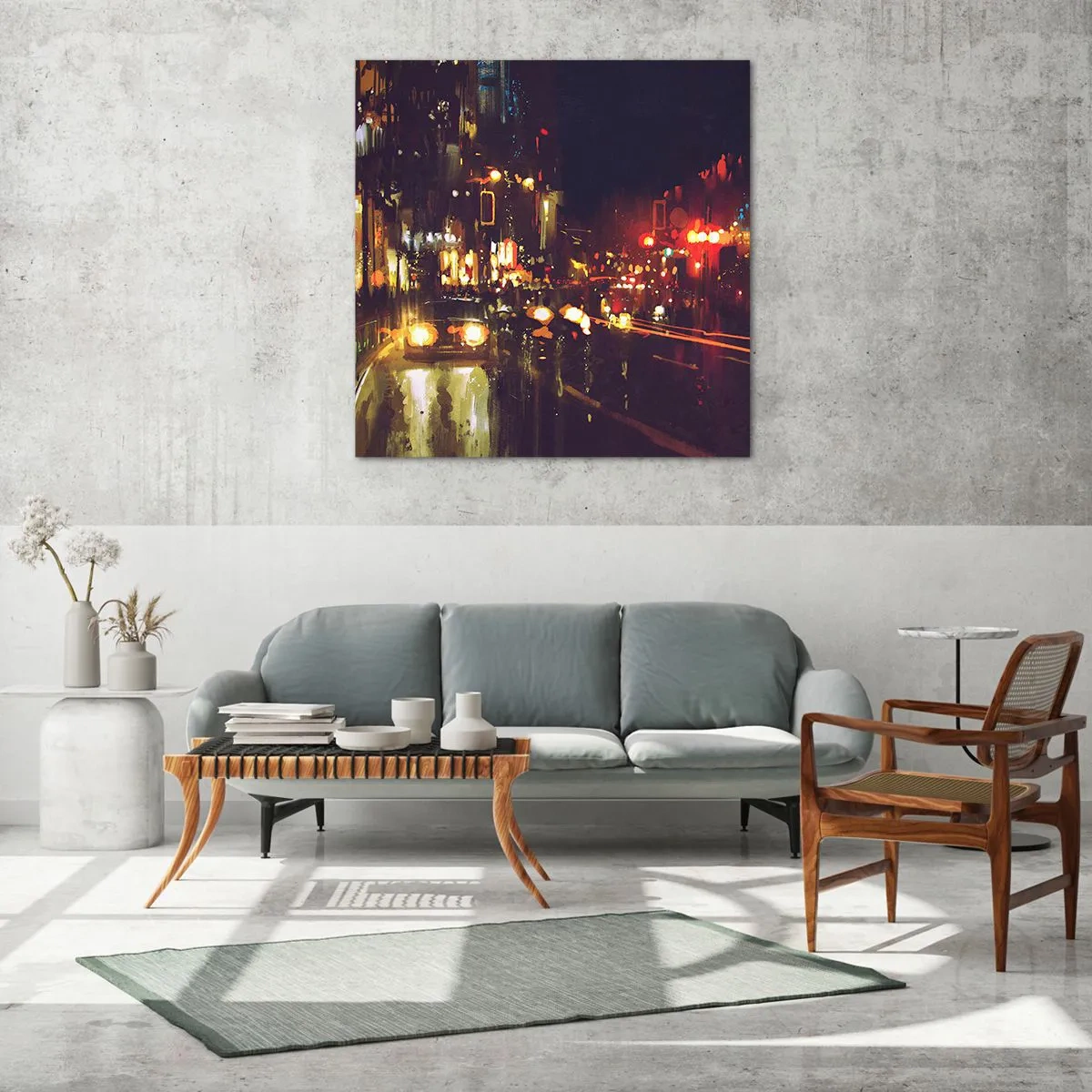 Impression sur verre - Image sur verre - Immergé dans les lumières de la nuit - 60x60 cm