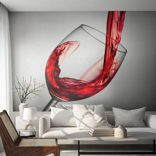 Papier Peint Photo Premium Canvas - Nuance - mouvement - son - Verre de vin, Vin rouge, La gastronomie - 400x280 cm