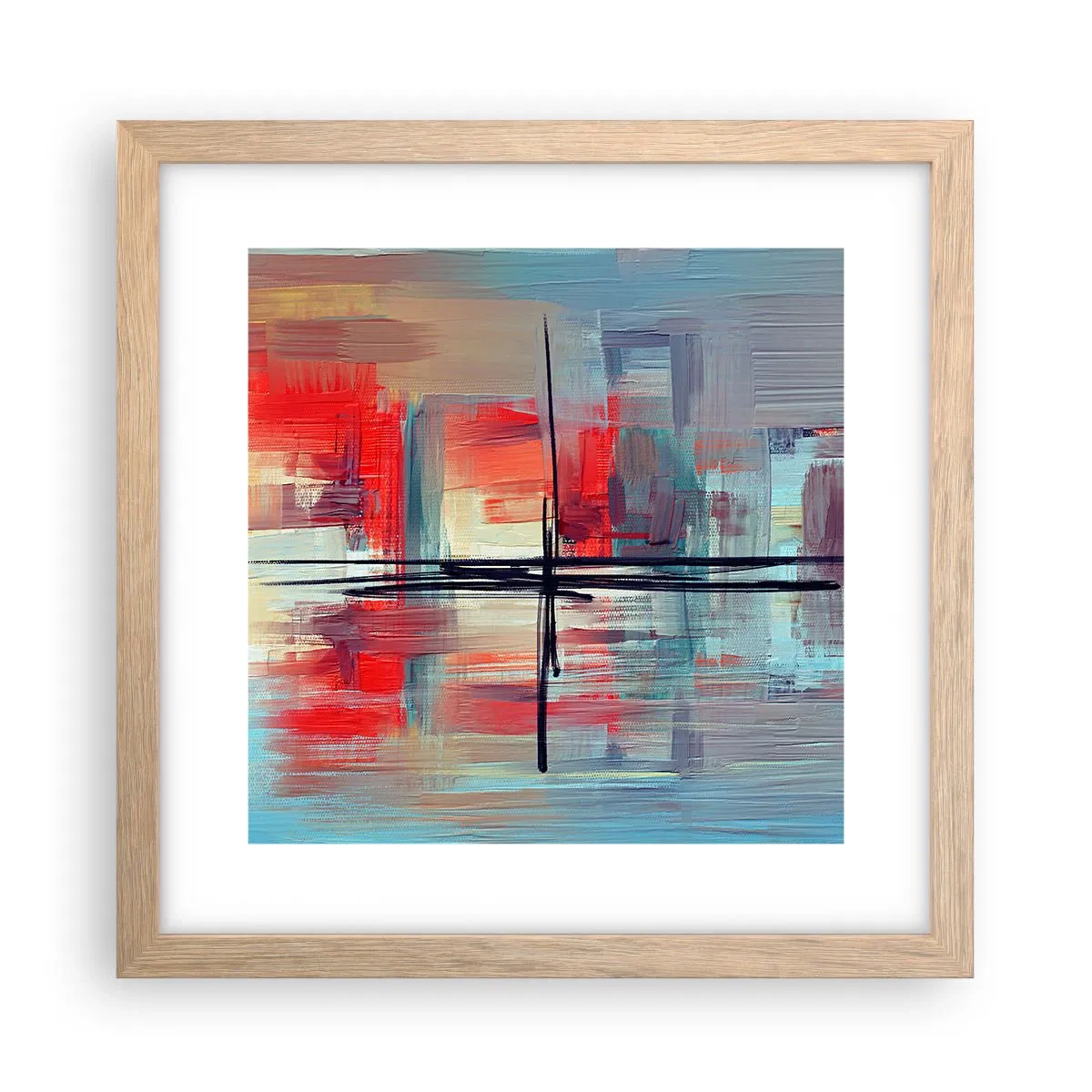 Affiche dans un chêne clair - Poster - Un paysage dans une dimension inconnue - 30x30 cm