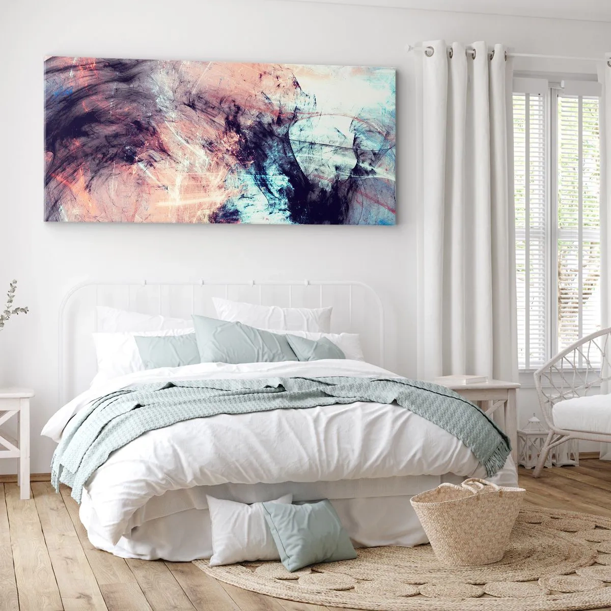 Impression sur toile - Image sur toile - Composition abstraite aux tons pastel et sombres - 140x50cm - Sentir le vent - Décoration murale moderne pour le salon et la chambre ARTTOR