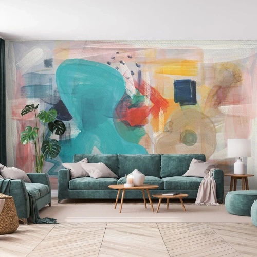 Papier peint sur mesure Standard Eco - Jeu de couleurs - Abstraction, Des peintures, Morceau
