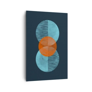 Impression sur toile - Image sur toile - Cercles géométriques dans les tons bleu et orange - 80x120cm - Composition symétrique - Décoration murale moderne pour le salon et la chambre ARTTOR