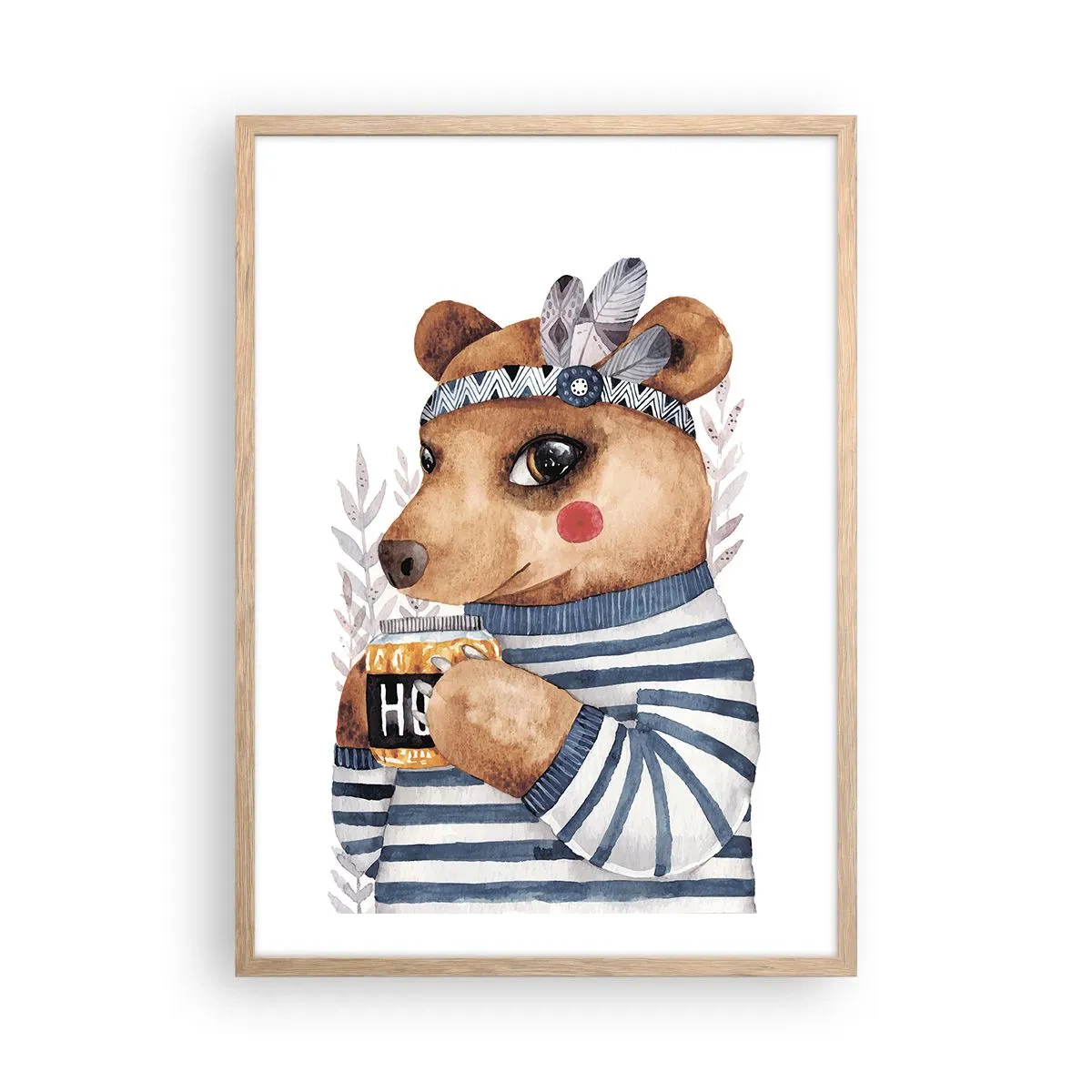 Affiche dans un chêne clair - Poster - Un nounours trop mignon - 50x70 cm