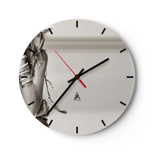 Horloge murale - Pendule murale - Fragment d'une fille en costume décoratif en sépia - 30x30cm - Comment va la fille - Décoration murale moderne pour le salon, la cuisine et la chambre ARTTOR