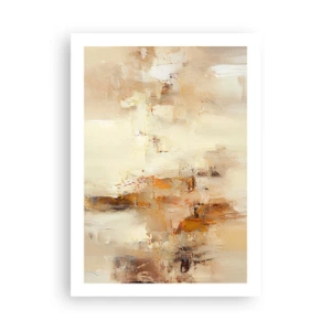 Affiche - Poster - Une composition abstraite dans des tons chauds de beige et d'or. - 50x70cm - Âme de l'ambre - Décoration murale moderne pour le salon et la chambre ARTTOR