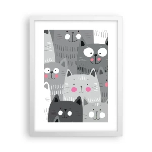 Affiche dans un cadre blanc - Poster - Le monde des chats - 30x40 cm