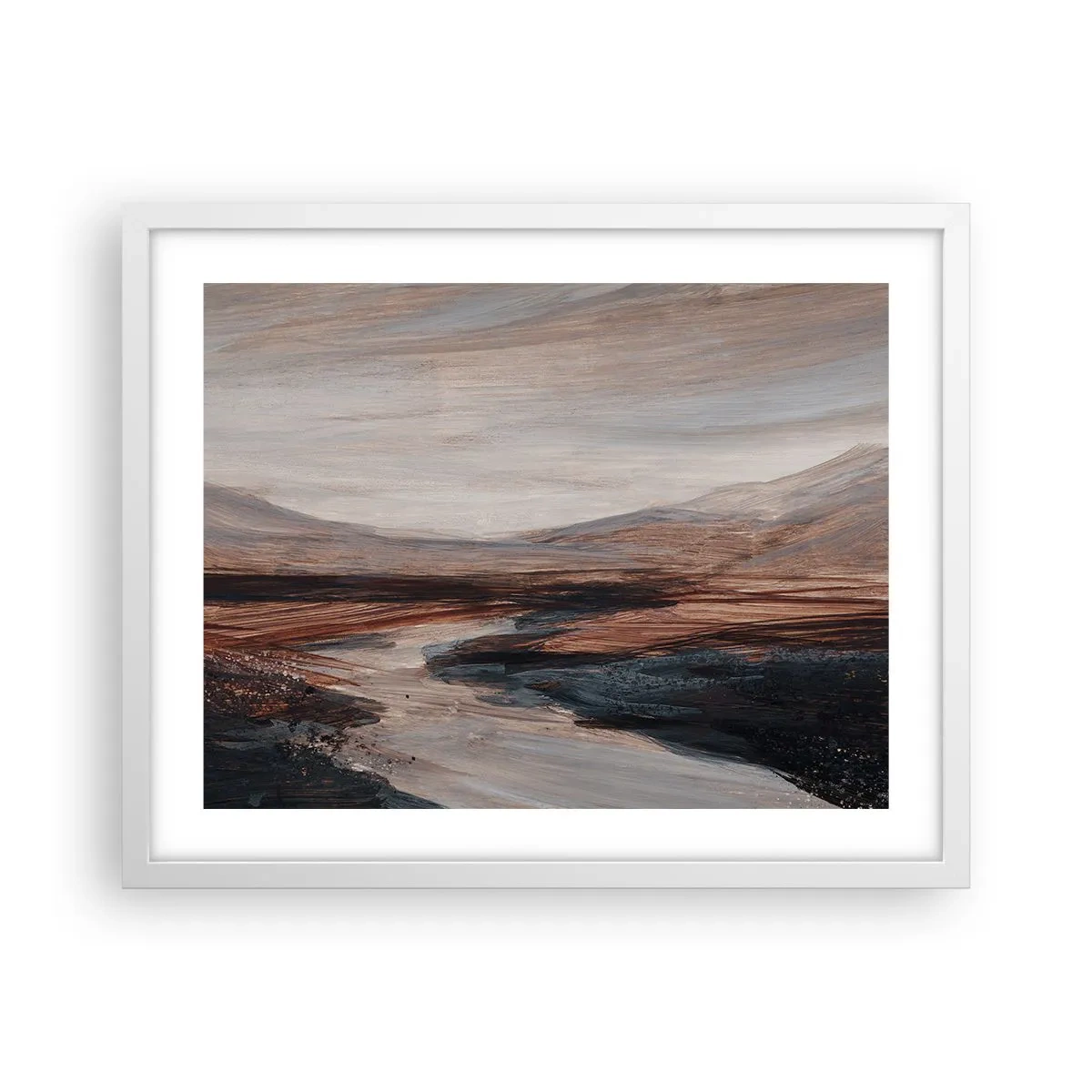 Affiche dans un cadre blanc - Poster - Une vallée tranquille - 50x40 cm