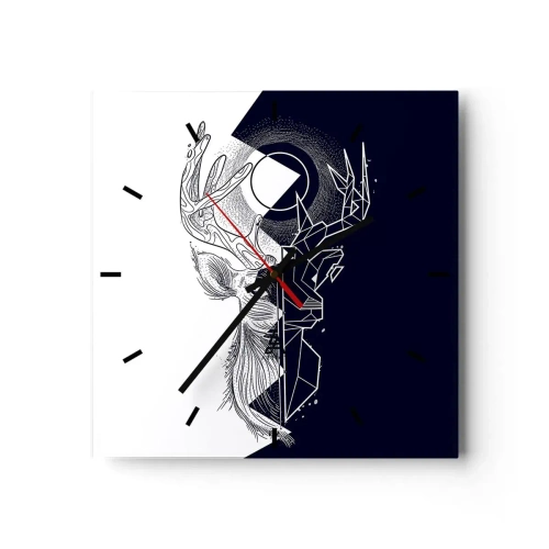 Horloge murale - Pendule murale - Géométrie et nature dans une composition symbolique - 30x30cm - La lutte et l'unité des contraires - Décoration murale moderne pour le salon et la chambre ARTTOR