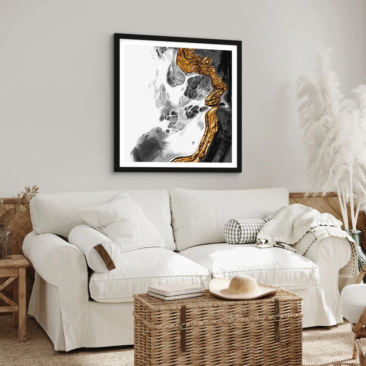 Affiche dans un cadre noir - Poster - Composition organique - 40x40 cm