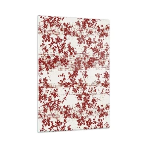 Impression sur verre - Image sur verre - Fleurs rouges sur fond blanc dans un style artistique - 70x100cm - Comme un calicot ancien - Décoration murale moderne pour le salon et la chambre ARTTOR