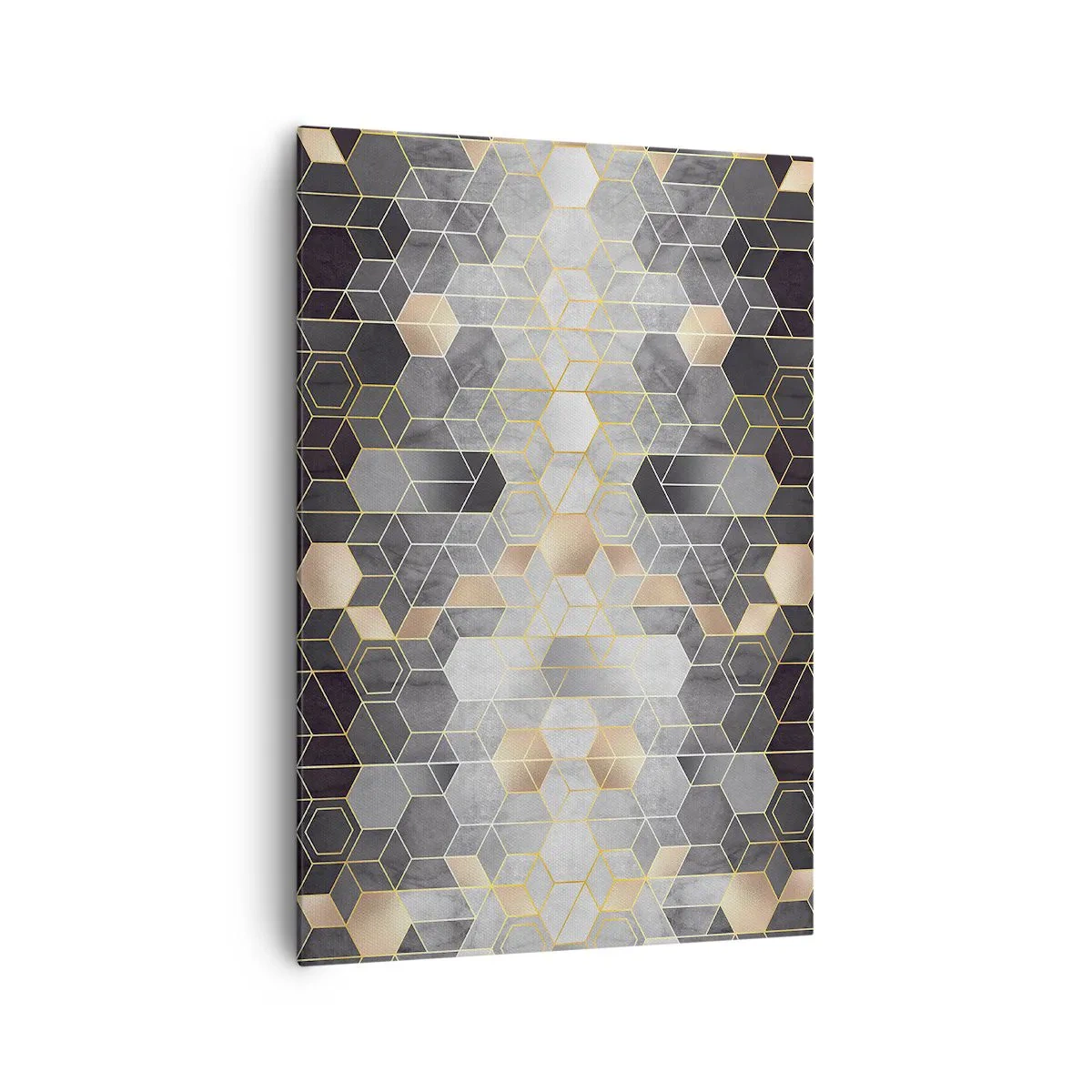 Impression sur toile - Image sur toile - Motif géométrique dans des tons dorés - 70x100cm - Composition de diamants - Décoration murale moderne pour le salon et la chambre ARTTOR