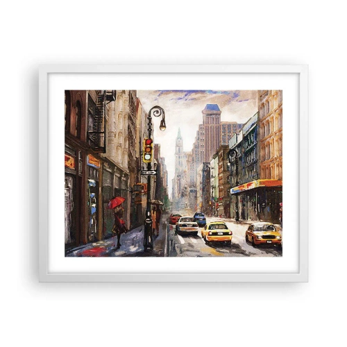 Affiche dans un cadre blanc - Poster - New-Zork - coloré même sous la pluie - 50x40 cm