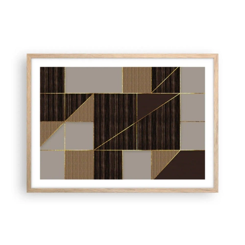 Affiche dans un chêne clair - Poster - Mozaique de bronze et d'or - 70x50 cm