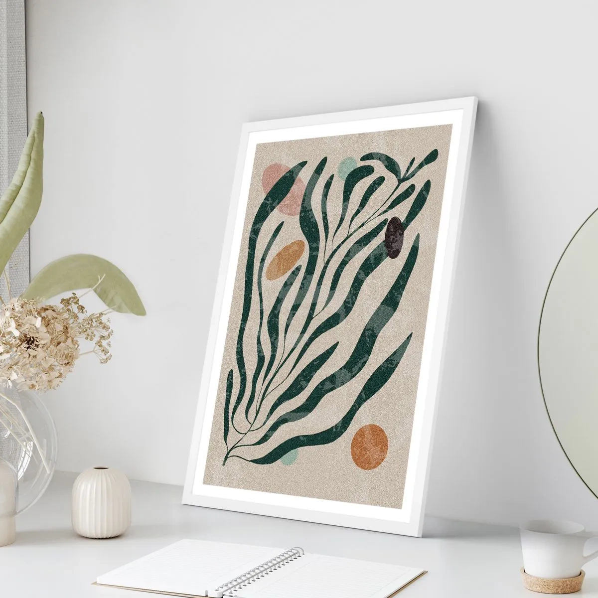 Affiche dans un cadre blanc - Poster - Parmi la verdure - 50x70 cm