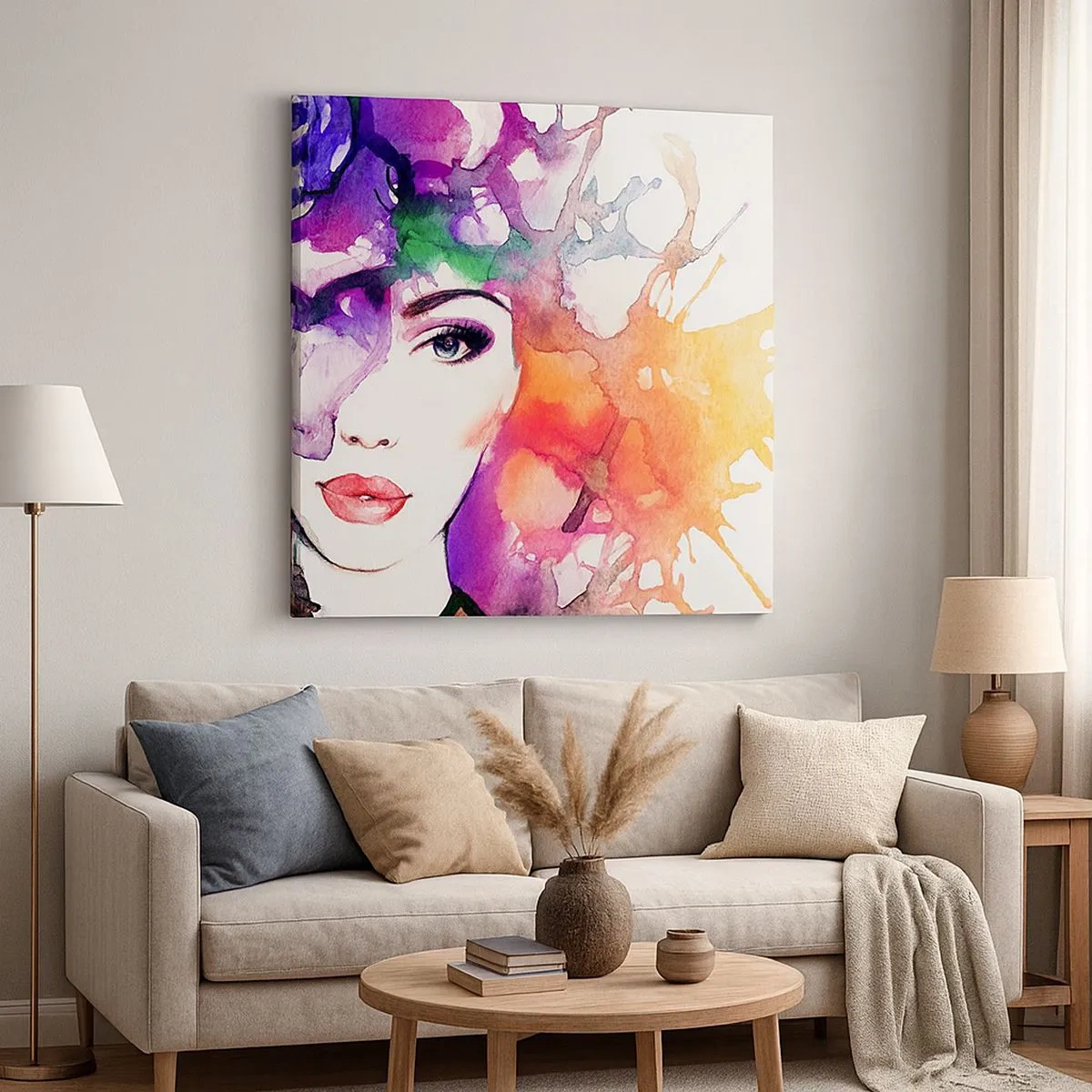 Impression sur toile - Image sur toile - Avec la tête dans les nuages - 30x30 cm