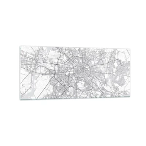 Impression sur verre - Image sur verre - Carte détaillée de la ville en noir et blanc - 120x50cm - Fleur de Berlin - Décoration murale moderne pour le salon et la chambre ARTTOR