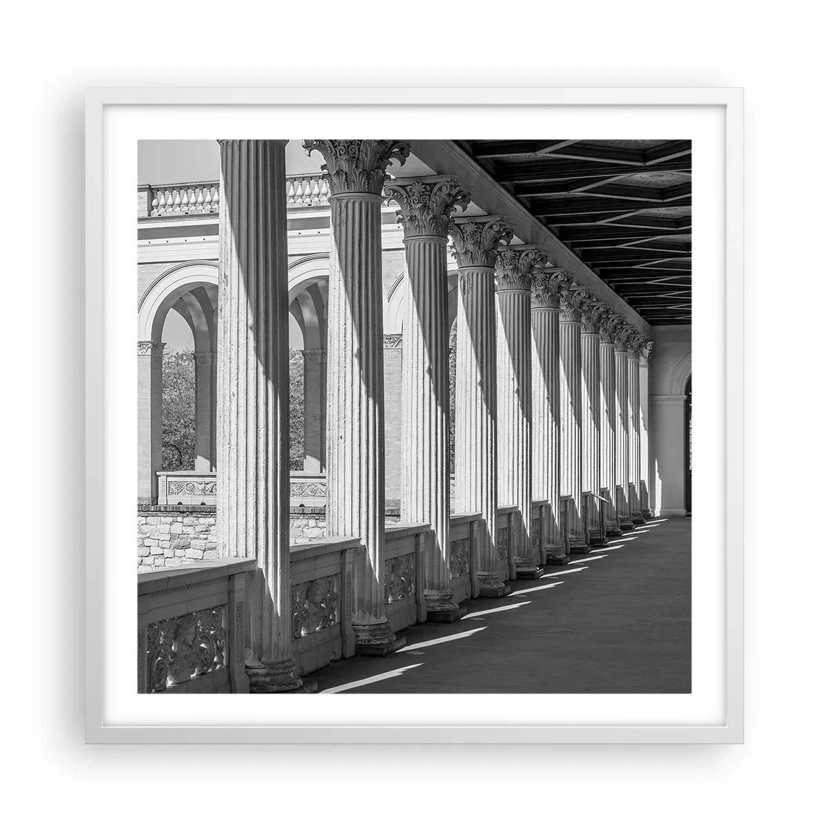 Affiche dans un cadre blanc - Poster - Arcade ensoleillée - 60x60 cm