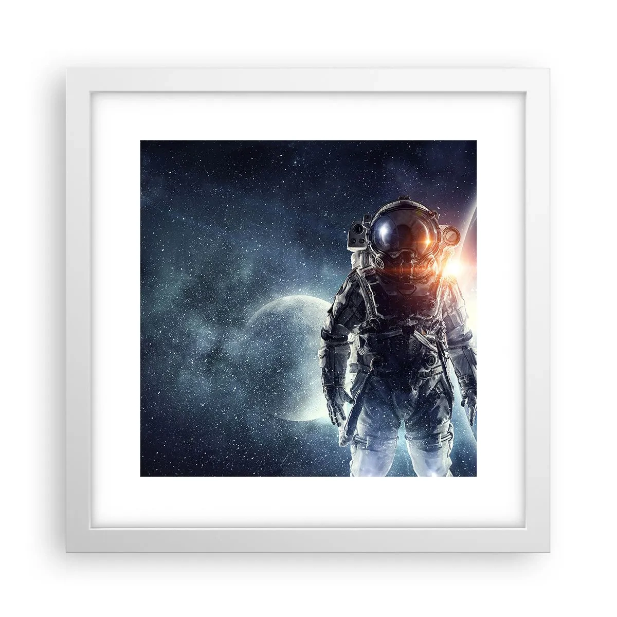 Affiche dans un cadre blanc - Poster - Aventure spatiale - 30x30 cm