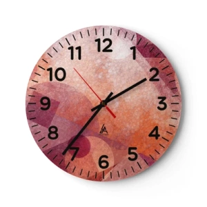 Horloge murale - Pendule murale - Transformations géométriques en rose - 30x30 cm