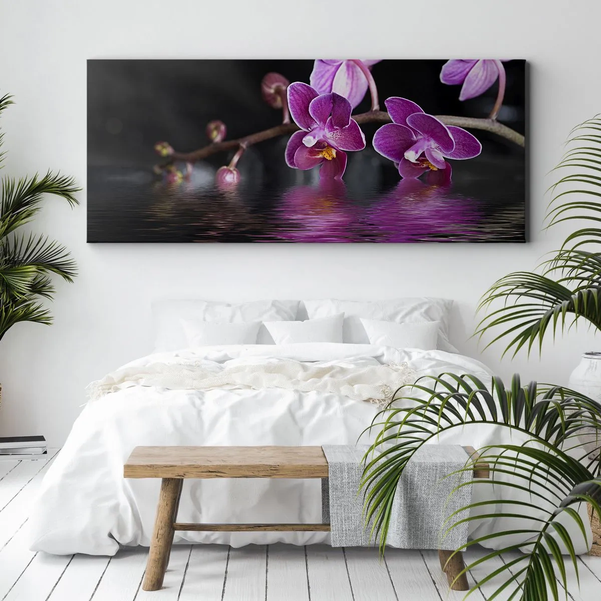 Impression sur toile - Image sur toile - Reflet lilas de la beauté - 100x40 cm
