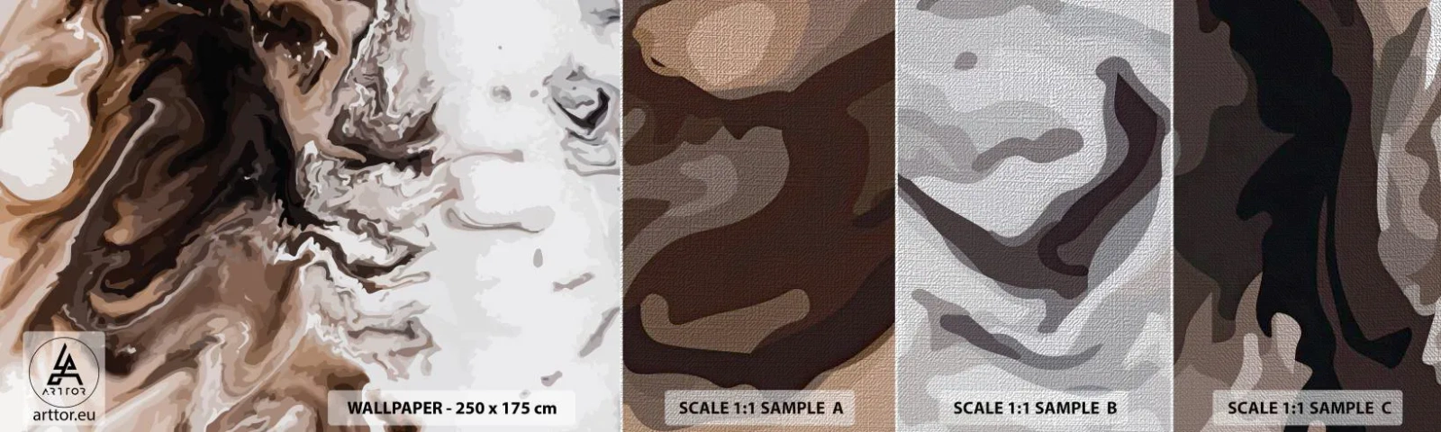 Échantillon de Papier Peint Premium Canvas - Contraste de couleur - Abstraction, Morceau, Modèle moderne - 100x30 cm