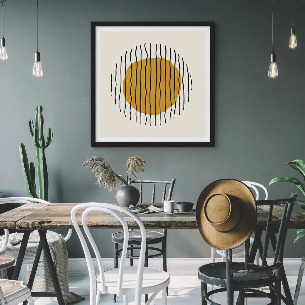 Affiche dans un cadre noir - Poster - Abstraction tremblante de chaleur - 40x40 cm