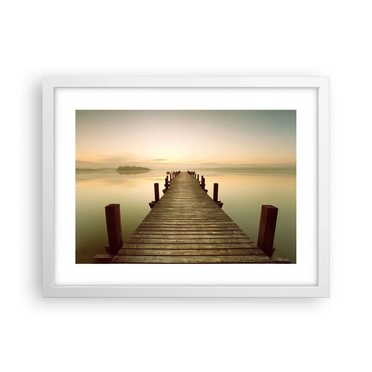 Affiche dans un cadre blanc - Poster - L'aube, les premières lueurs, le jour - 40x30 cm