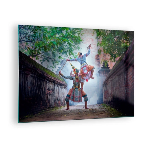 Impression sur verre - Image sur verre - Danse traditionnelle dans un cadre historique aux couleurs vibrantes - 70x50cm - La danse est d'une beauté dévastatrice - Décoration murale moderne pour le salon et la chambre ARTTOR