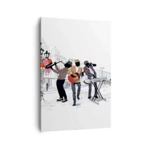 Impression sur toile - Image sur toile - Des musiciens de rue jouent dans un paysage urbain - 70x100cm - Musique de rue - Décoration murale moderne pour le salon et la chambre ARTTOR