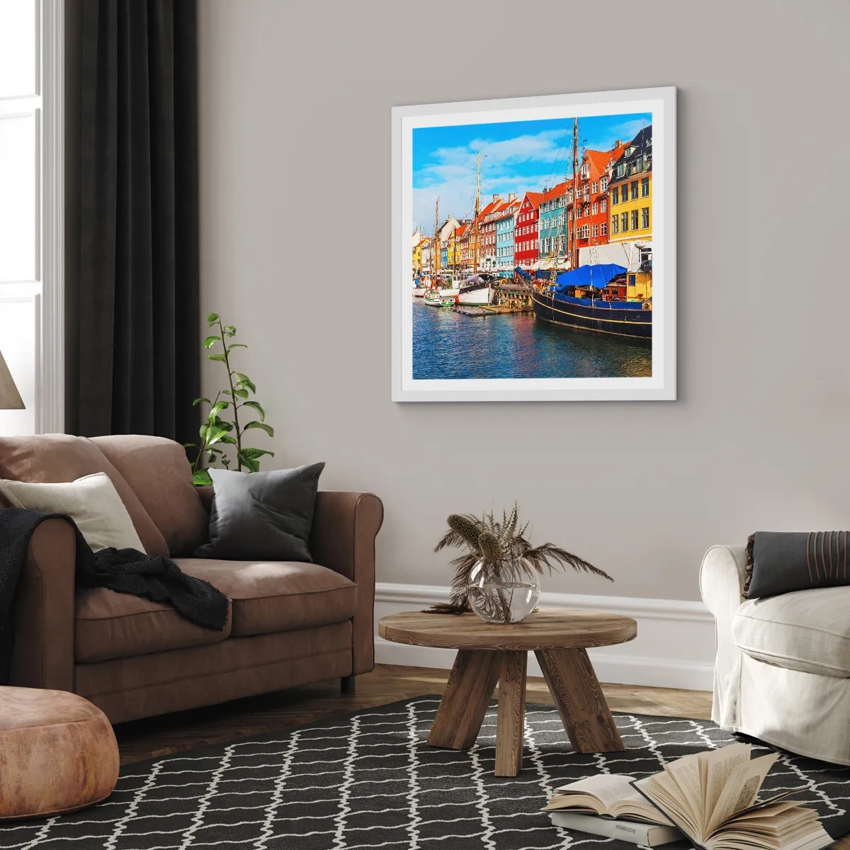 Affiche dans un cadre blanc - Poster - Quai joyeux - 60x60 cm