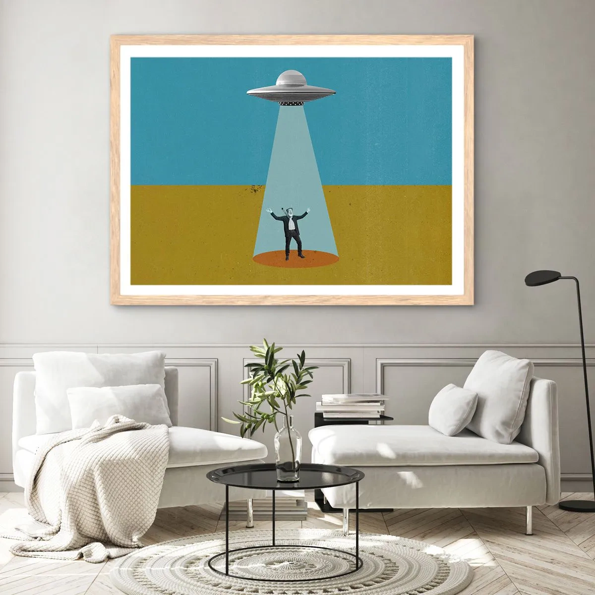 Affiche dans un chêne clair - Poster - Rencontre proche - 91x61 cm