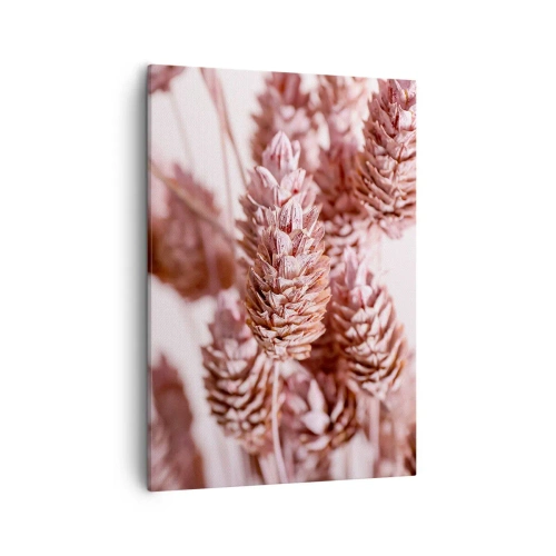 Impression sur toile - Image sur toile - Gros plan sur les délicats épis roses des graminées ornementales - 50x70cm - Apparemment discret - Décoration murale moderne pour le salon et la chambre ARTTOR