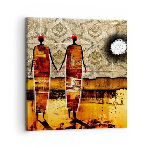 Impression sur toile - Image sur toile - Composition ethnique aux couleurs de l'Afrique - 70x70 cm