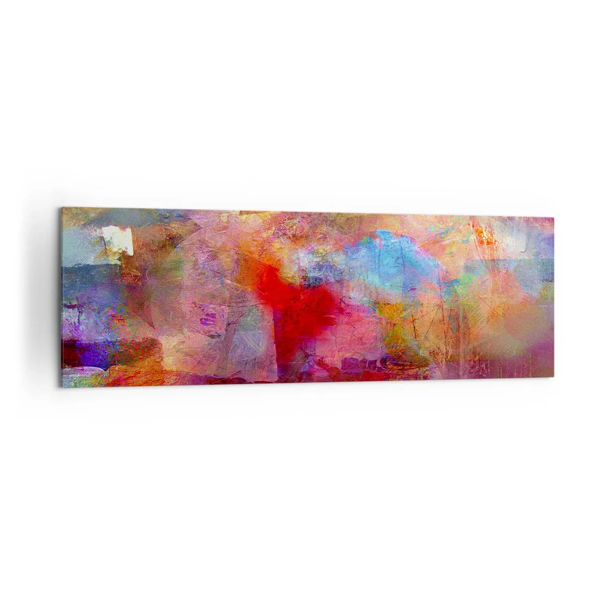Impression sur toile - Image sur toile - Abstraction colorée dans des tons chauds et froids - 160x50cm - Regardez à l'intérieur de l'arc-en-ciel - Décoration murale moderne pour le salon et la chambre ARTTOR