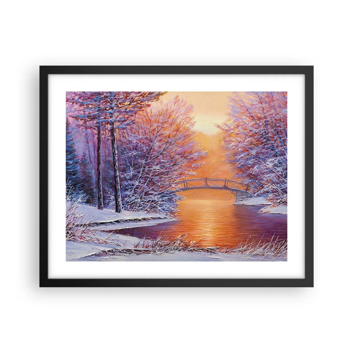 Affiche dans un cadre noir - Poster - On se rencontre ici - 50x40 cm