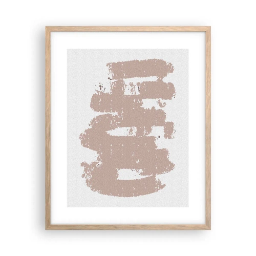 Affiche dans un chêne clair - Poster - Abstraction en rose tendre - 40x50 cm