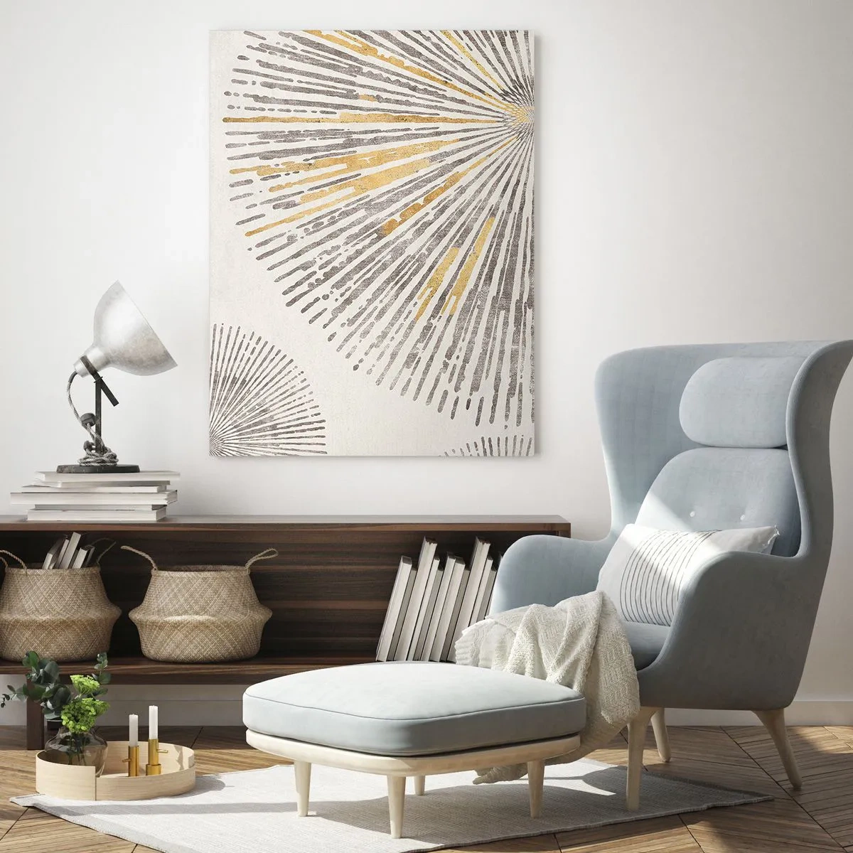 Impression sur verre - Image sur verre - Motif abstrait en forme de rayon - 70x100cm - La beauté du rayon - Décoration murale moderne pour le salon et la chambre ARTTOR