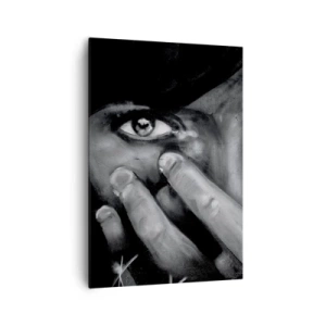 Impression sur toile - Image sur toile - Portrait en noir et blanc d'une femme se couvrant le visage avec ses mains. - 70x100cm - Je ne dirai pas qui a peint - Décoration murale moderne pour le salon et la chambre ARTTOR