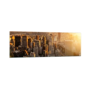 Impression sur verre - Image sur verre - Skyline de New York au coucher du soleil avec vue sur l'Empire State Building - 160x50cm - Grandir au soleil - Décoration murale moderne pour le salon et la chambre ARTTOR