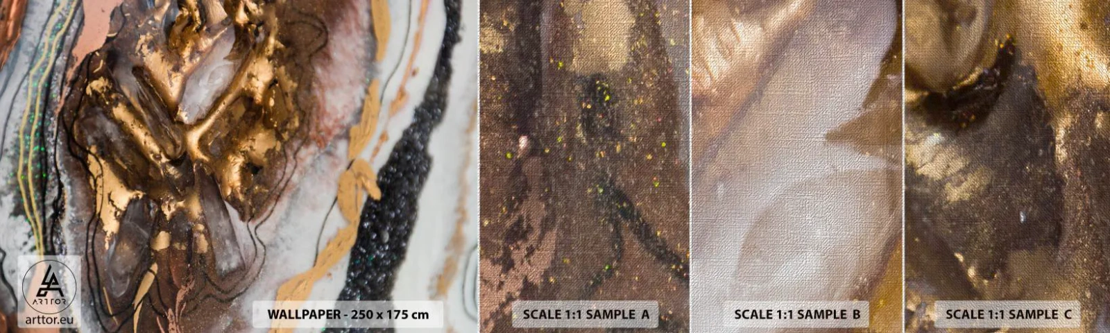 Échantillon de Papier Peint Premium Canvas - Élément de la terre - Abstraction, Graphique, Morceau - 100x30 cm